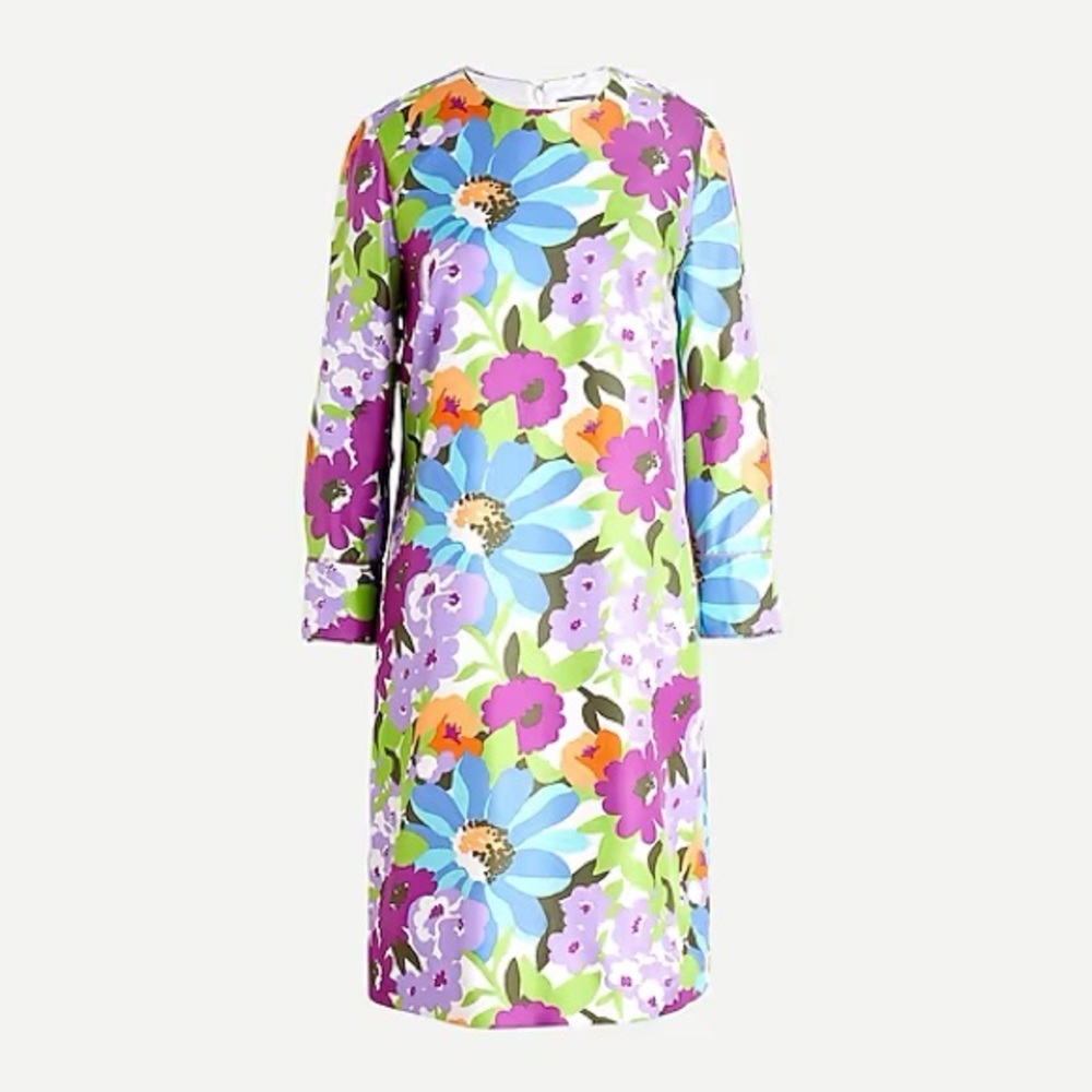 J.Crew Collection Shift Dress in Signature Floral-print Silk Twill